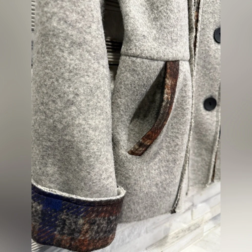 Trisha Tyler Women's Size-M Gray Fleece Coat Jacket Lagenlook
